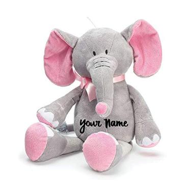Imagem de Personalizado Bebê Elefante Cinza e Rosa Pelúcia Pelúcia Lembrança Animal com Nome Personalizado - 16 Polegadas