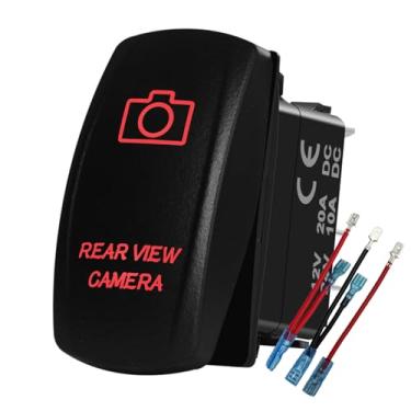 Imagem de BACAUTOPARTS Interruptor De Câmera Ré Com Led Vermelho 12V 24V Fios, 5 Pinos, Liga/Desliga, Para Carro, Barco, Trailer, Jipe, Van, Caminhão, Viagem, Trailer