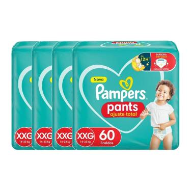Imagem de Kit 4 Fralda Pampers Pants Ajuste Total Tamanho XXG com 60 Unidades