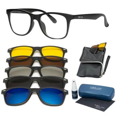 Imagem de Shield Wall, Armação Óculos 5 Em 1 Grau Quadrado Masculino Pequeno Grande Cor:Grande Arredondado