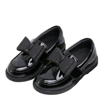 Imagem de kkdom Sapato feminino clássico de uniforme escolar com laço fofo estilo britânico Oxford, Preto, 17