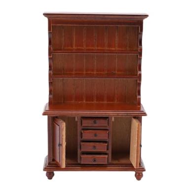 Imagem de Diydeg 1/12 Armário de Bonecas Em Escala, Armário de Armazenamento Miniatura para Gabinete de Boneco de Parede de Gabinete de Gabinete de Boneco de Mobiliário para Sala de Estar Vintage (Maroon)