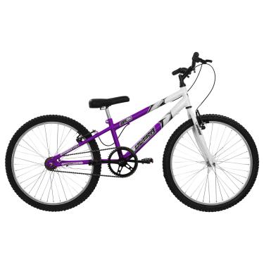 Imagem de Bicicleta de Passeio Ultra Bikes Esporte Bicolor Rebaixada Aro 24 Reforçada Freio V-Brake Sem Marcha Lilás/Branco
