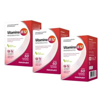 Imagem de Kit 3 Vitamina B12 Metilcobalamina 60 Comp Frutas Vermelhas - MAXINUTR