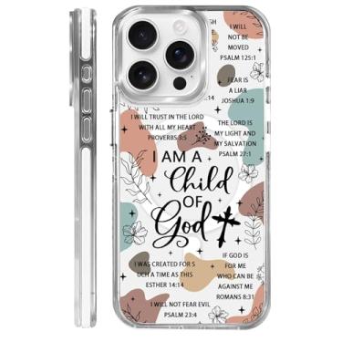 Imagem de OKBUOK Capa para iPhone 15 Pro [compatível com Magsafe], capa magnética transparente de silicone à prova de choque com versículos bíblicos padrão