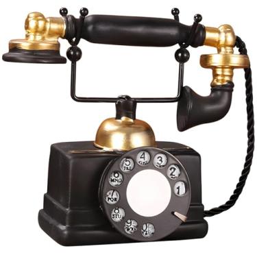 Imagem de Réplica de telefone fixo de resina vintage, telefone europeu, decoração de escritório retrô, ornamento de casa estilo antigo