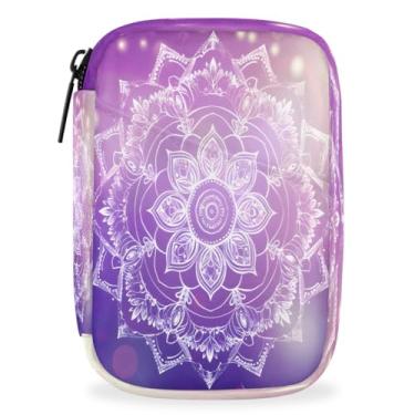 Imagem de Caixa organizadora de pílulas de viagem abstrata de mandala roxa semanal, portátil, pílulas diárias, recipiente pequeno para pílulas anticoncepcionais, compartimentos removíveis para medicamentos