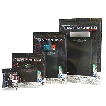 Imagem de Mission Darkness Faraday Bag Bundle [Coleção padrão] - Bolsas de tamanho para celular, tablet e laptop incluídas + bolsa de chaveiro bônus. Proteção RF, redução de EMF, proteção EMP, antirastreamento