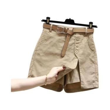 Imagem de Shorts Feminino Estilo Coreano com Cinto e Fenda Lateral - Moda Verão 
