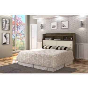 Imagem de Cabeceira Jéssica Queen 1,58cm Castanho/Off White - Cambel