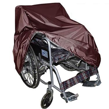 Imagem de YYBOES Capa para cadeira de rodas, capa de scooter leve Oxford para mobilidade ao ar livre, capa de cadeira elétrica dobrável - para idosos/adultos, cinza, 114 x 66 x 119 cm (marrom 114 x 66 x 119 cm)