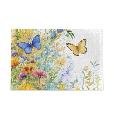 Imagem de WELLDAY Quebra-cabeça flores e borboleta 500 peças grande jogo de arte para adultos adolescentes