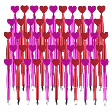 Imagem de PLULON 52 canetas esferográficas em forma de coração para dia dos namorados, 1 mm, caneta esferográfica de tinta de gel preta, lindas canetas de escritório para lembrancinhas de dia dos namorados, estudantes, professores, materiais escolares