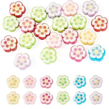 Imagem de 20 peças de contas de flores acrílicas opacas iridescentes florais soltas contas espaçadoras para pulseira faça você mesmo, colar, brincos, fabricação de chaveiro, 17 x 18 x 6,5 mm, orifício: 2,5 mm