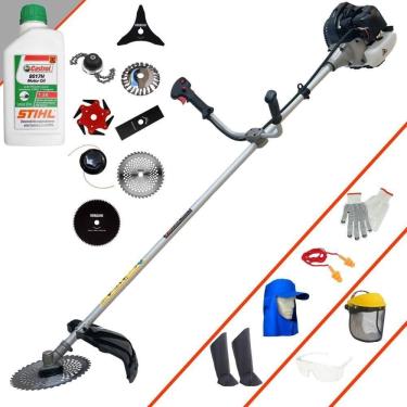 Imagem de Roçadeira Anmax Cg430b + 6 Facas + Escova + Epi + óleo Stihl