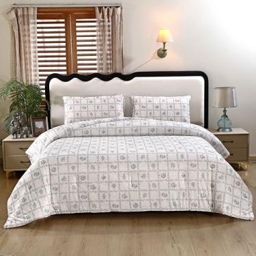 Imagem de SDY Conjunto de edredom com 3 peças, solteiro, com estampa floral, refrescante, para meninas, meninos e crianças, roupa de cama de praia leve e macia para todas as estações, com 1 edredom + 2 fronhas