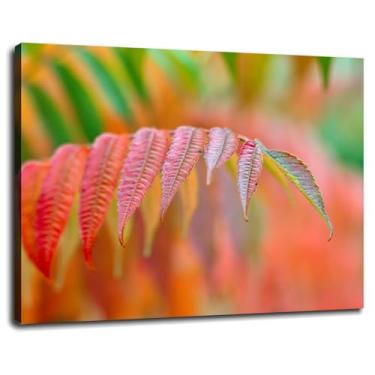 Imagem de Impressão em tela de folhas pôster de vinagre de sumagre arte de parede para casa 1 peça decorações com moldura 81.3 cm x 61.0 cm