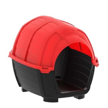 Imagem de Casa para Cachorro Stone House Nova 2 Vermelho Base Preta – Plast Pet, Polipropileno Resistente, Fácil de Montar, Para Cães Pequenos e Médios