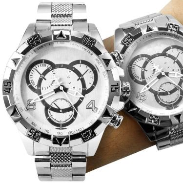 Imagem de Relogio Masculino Aço Inox Prata Prova Dagua Social Presente