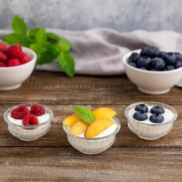 Imagem de Conjunto 3 Potes Vidro Sobremesa Vasilha Tigela Recipiente Servir Sorv