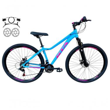 Imagem de Bicicleta Aro 29 Gta Start Freio Hidráulico 21v Alumínio Mountain Bike Garfo Suspensão Azul-rosa Tam: 15