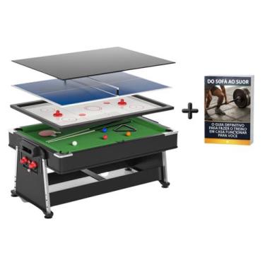 Imagem de Mesa Multijogos 4 em 1 Winmax Ping Pong Bilhar Air Hockey + E-book