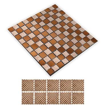 Imagem de Pastilha De Vidro Adesiva Kit 10 Uni Parede Banheiro Cozinha Sala Decorativa Fácil Aplicacao Moderna Reforma Requintado