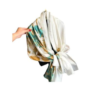 Imagem de Lenço De Seda Luxuoso Feminino 180x90CM Estampa Fashion Xale Longo Pro