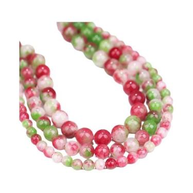 Imagem de Contas De Pedra Natural De Turmalina Melancia E Jade, Soltas E Espaçad
