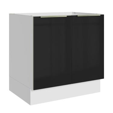 Imagem de Balcão De Cozinha 80 Cm 2 Portas (sem Tampo) Branco/preto Lux Madesa Branco/preto