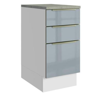 Imagem de Balcão De Cozinha 40 Cm 3 Gavetas Branco/cinza Lux Madesa Branco/cinza