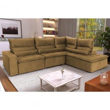 Imagem de Sofá De Canto Amsterdam Bege Molas Retrátil Reclinável