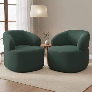 Imagem de Kit 02 Poltronas Giratória Orgânica Para Sala de Estar Living Helena L