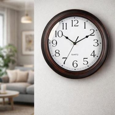 Imagem de Relógio Parede Vintage 30cm Silencioso Números Grandes Retrô Decorativ
