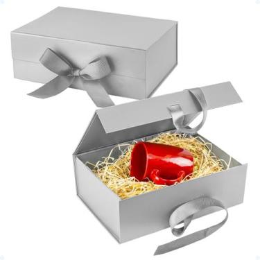 Imagem de Caixa Presente Preta Cartonada Pequena Laço Cetim Magnético - Decore F