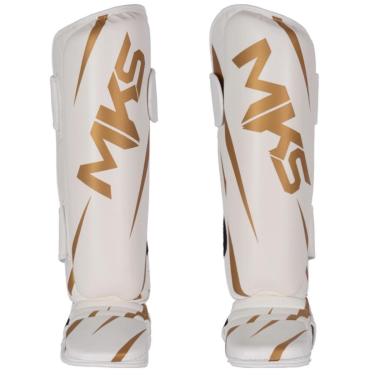 Imagem de Caneleira Muay Thai Kickboxing Mma Champion Branco e Dourado MKS Combat-Unissex