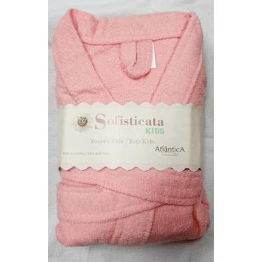 Imagem de Roupão Felpudo Infantil Atlântica Tamanho 10 Cor Limon Rosa - Tecelage