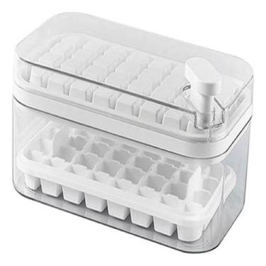 Imagem de Bandeja Dupla de Silicone com 64 Cubos de Gelo com Caixa de Armazename