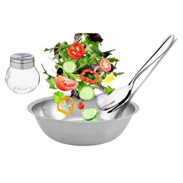 Imagem de Conjunto para Salada Aço Inox 3 Peças Bowl, Saleiro e Colher - Mundial Import