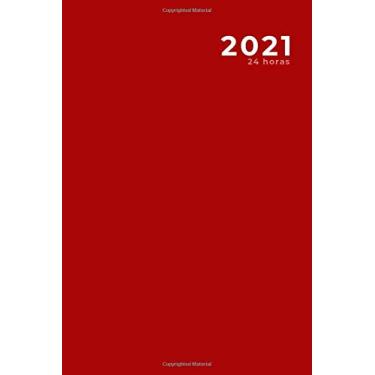 Imagem de Agenda 2021, 24 horas, Vermelho (365 dias): Diário 2021 | formato pequeno - Formato A5 | 372 páginas | capa do livro: mate e macia