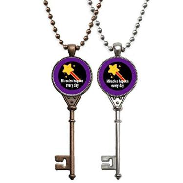 Imagem de OFFbb-USA Miracles Happen Every Day Chaveiro colar pingente joia decoração de casal