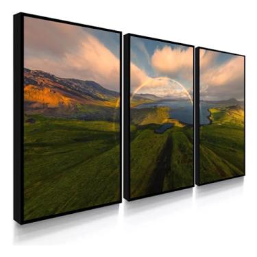 Imagem de Kit 3 Quadros Decorativo Sala Quarto Linda Paisagem Natureza Cachoeira Praia (Imagem 3)