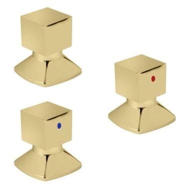 Imagem de Kit com 3 Acabamentos Para Registro C46 Água Quente/Fria Gold GO5246 Ducon Metais Gold