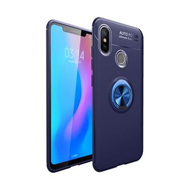Imagem de Caso de proteção para xiaomi mi 6x / mi a2 caso macio Tpu. Caso à prova de choque 360 ​​graus de giro Metal Magnetic Ring Kickstand Dissipação de calor Anti-Fall Case Protetora(Blue)