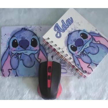 Imagem de Agenda Permanente + Mause Pad Personalizado Stitch Aquarela Com Seu No