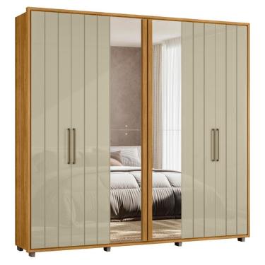 Imagem de Guarda Roupa Casal 250cm Com Espelho Vibe Opala/cumaru Z10 - Mpozenato