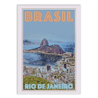 Imagem de Placa Decorativa Rio De Janeiro Brasil Ilustração Retro Decoração Poster Quarto Sala