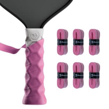 Imagem de Hesacore Fita Hesatac Overgrip – Pacote com 6 – Rosa – para Pickleball, Padel e Tênis – Absorve o suor, macia, antiderrapante, esticável
