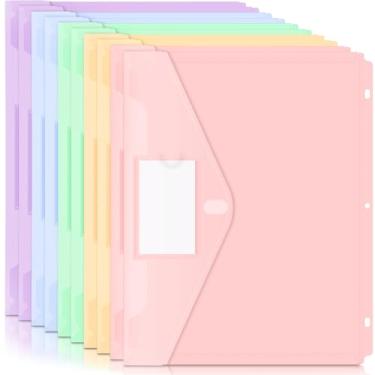 Imagem de Forvencer Bolso para fichário, pacote com 10 pastas de plástico super pesadas com fecho apertado, pastas de fichário com carregamento lateral, bolso para fichário com 3 anéis, divisórias de fichário
