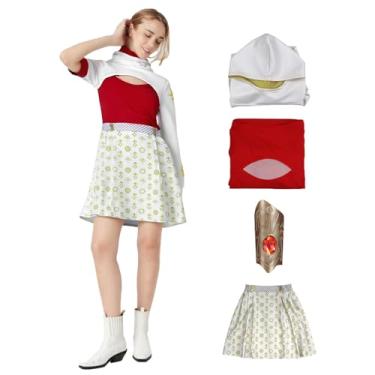 Imagem de Jaugola Womens Nova Zombies Costume Cheerleader Hooded Coat Mesh Top Wristband Skirt Halloween Daywalkers Outfit White S